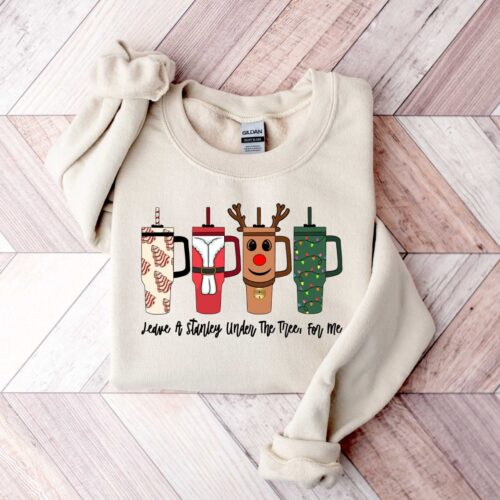 Retro Funny Christmas Hoodie Sweatshirt - Leave A Stanley Under The Tree - Holiday Gift Idea image 0