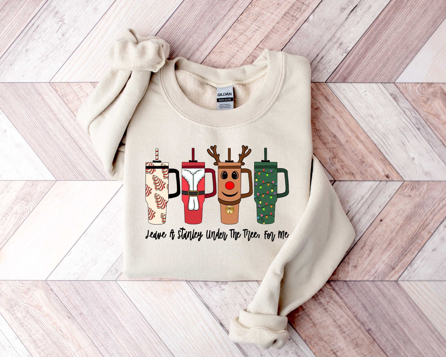 Retro Funny Christmas Hoodie Sweatshirt - Leave A Stanley Under The Tree - Holiday Gift Idea image 0