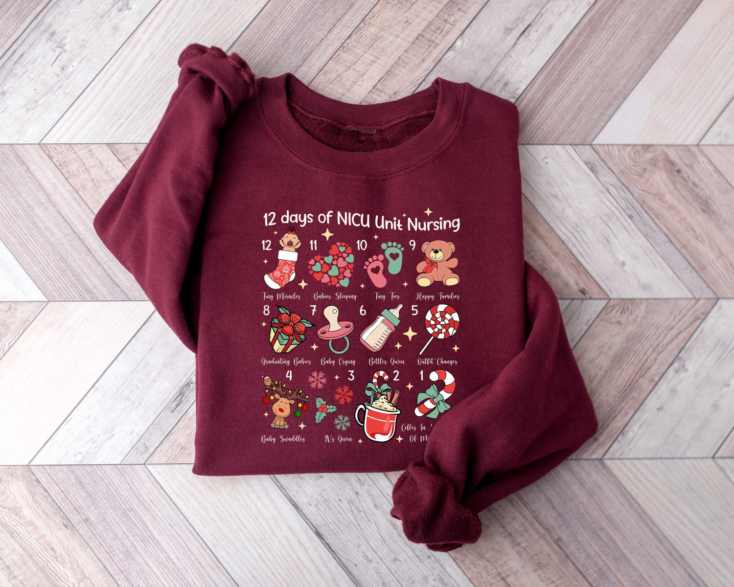 Christmas 12 Days of Nursing Shirt Nurse Christmas Sweatshirt NICU Nurse Holiday Top image 2