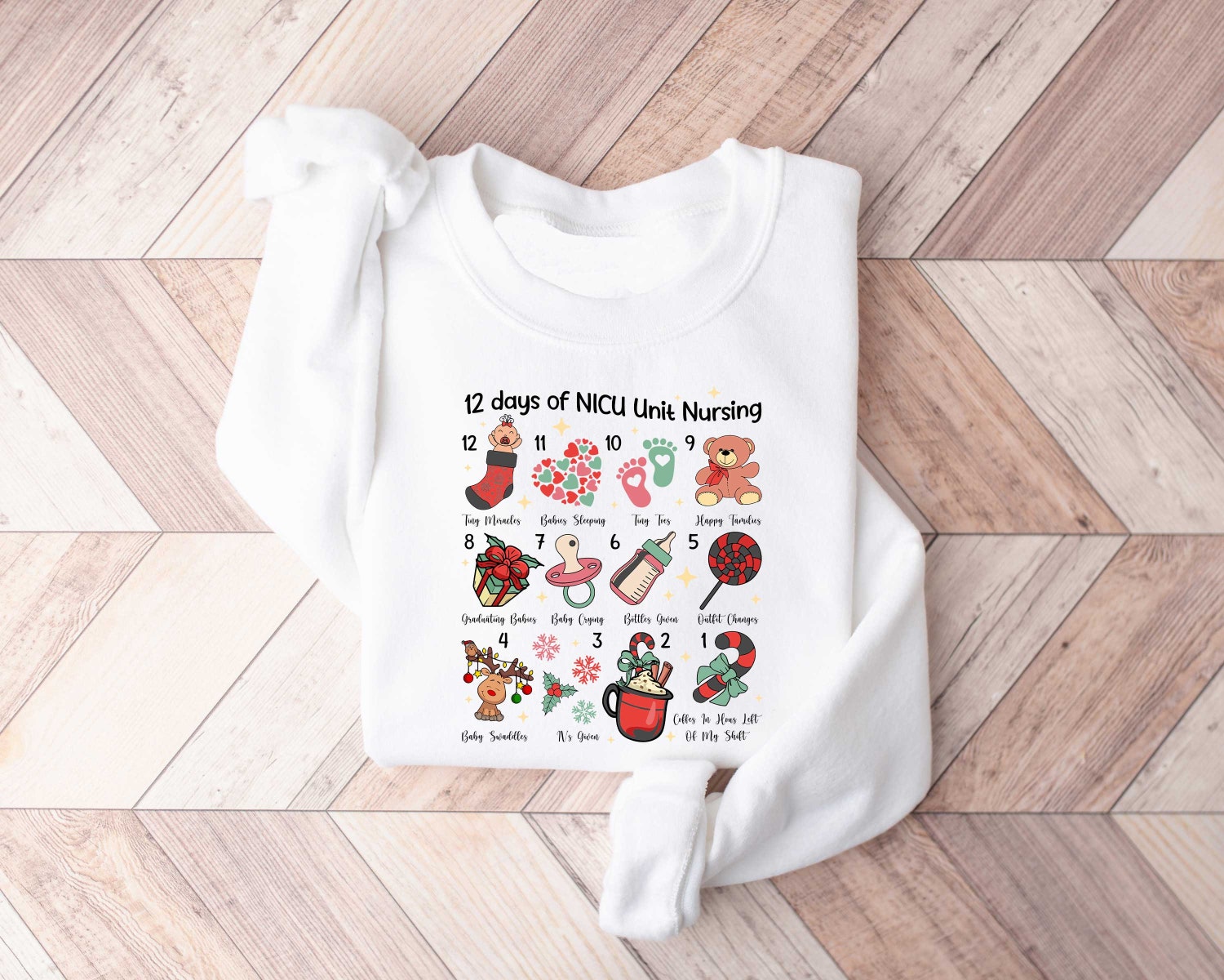 Christmas 12 Days of Nursing Shirt Nurse Christmas Sweatshirt NICU Nurse Holiday Top image 1