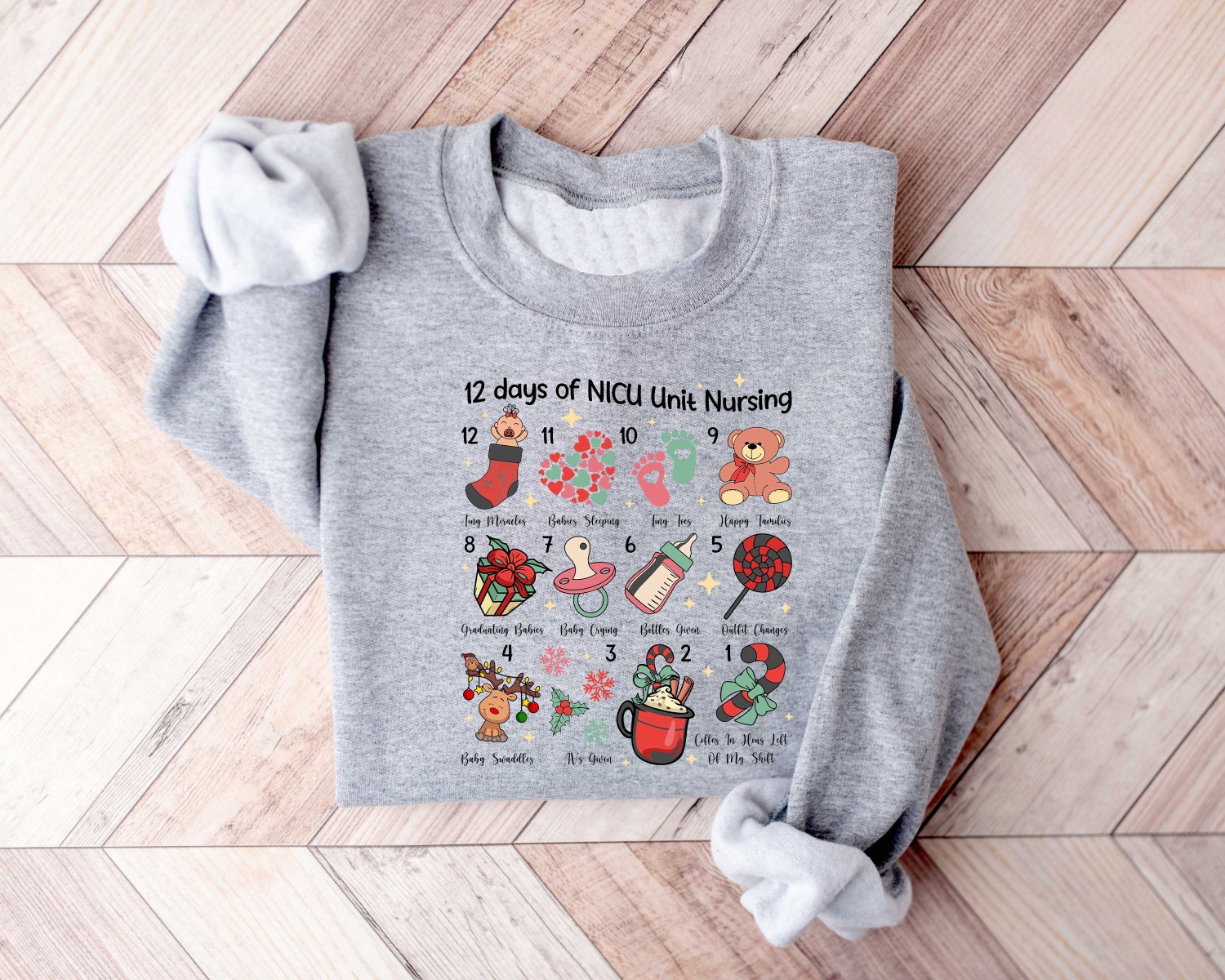 Christmas 12 Days of Nursing Shirt Nurse Christmas Sweatshirt NICU Nurse Holiday Top image 5