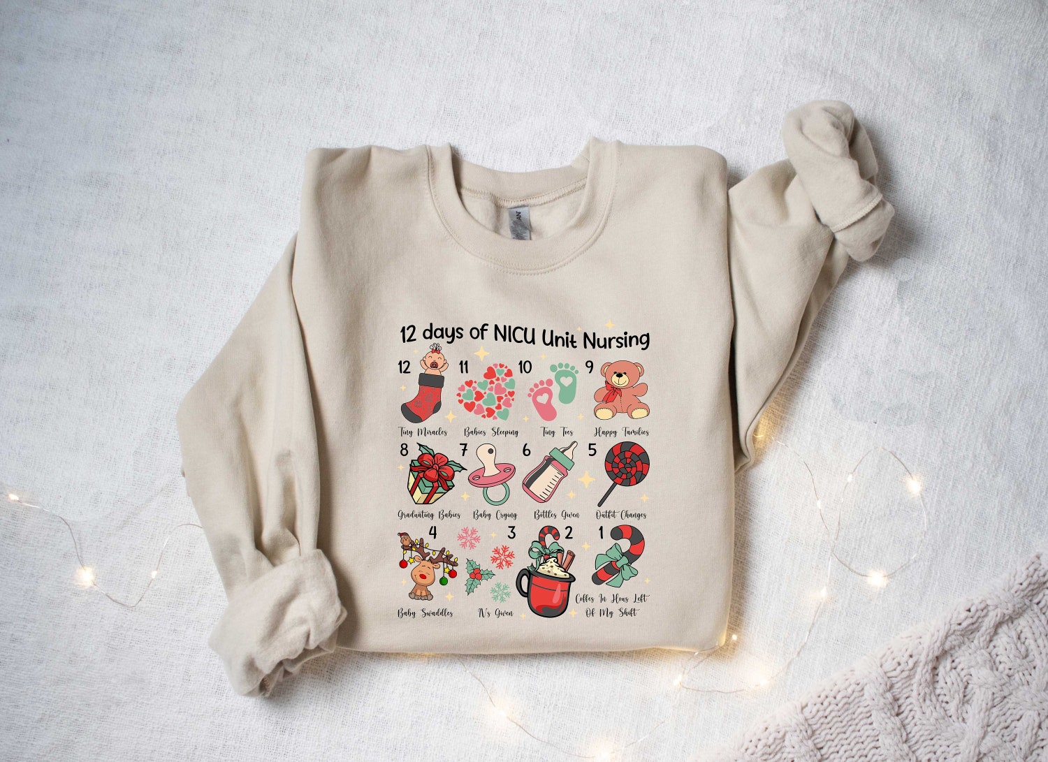 Christmas 12 Days of Nursing Shirt Nurse Christmas Sweatshirt NICU Nurse Holiday Top image 4