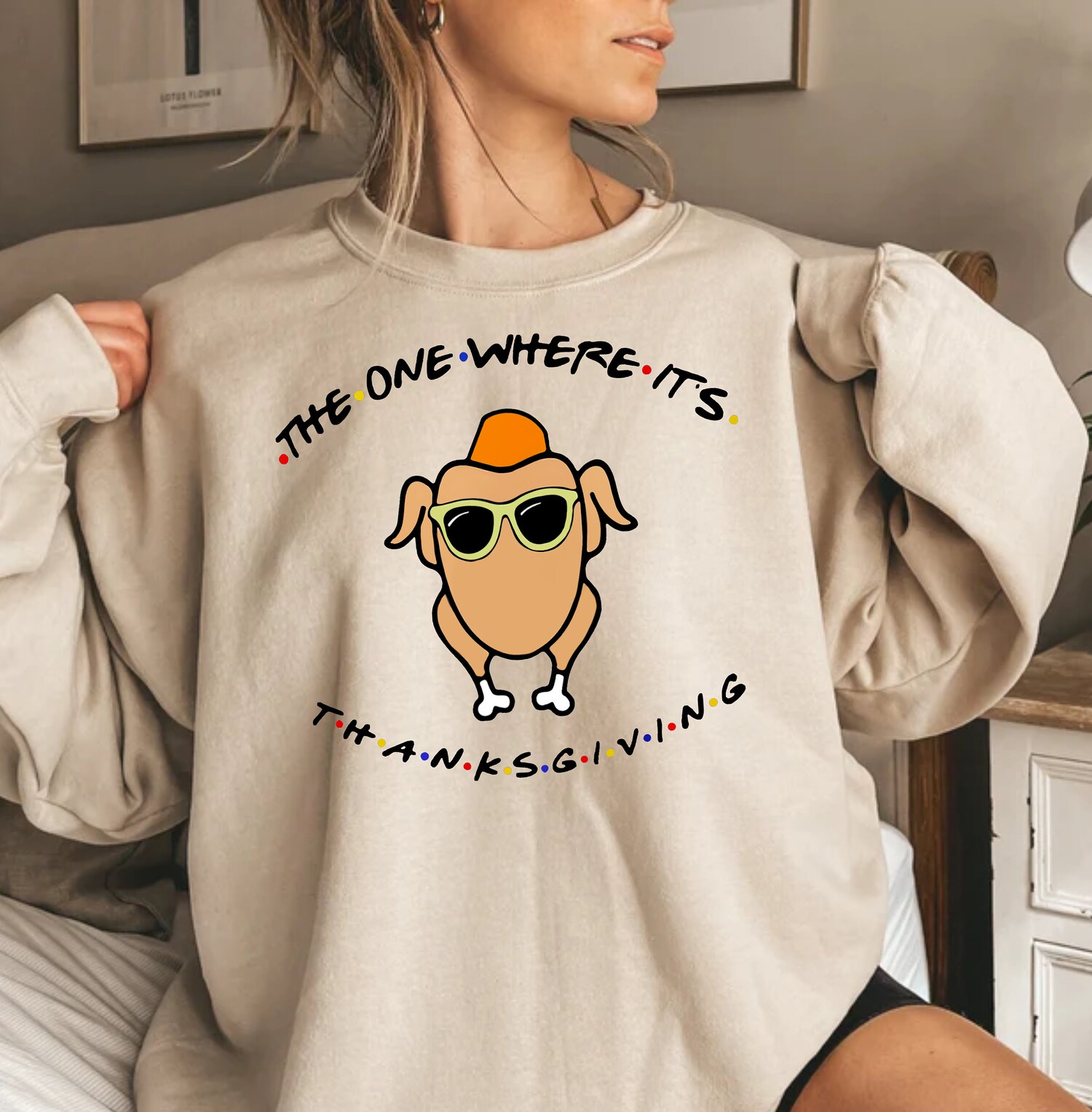 Friends Turkey Thanksgiving Shirt - The One Where It's Thanksgiving Sweatshirt Hoodie Gift image 2