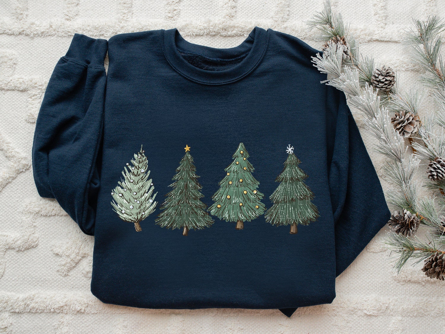 Christmas Sweatshirt for Women - Holiday Crewneck Pullover with Christmas Tree - Matching Family Outfits image 2