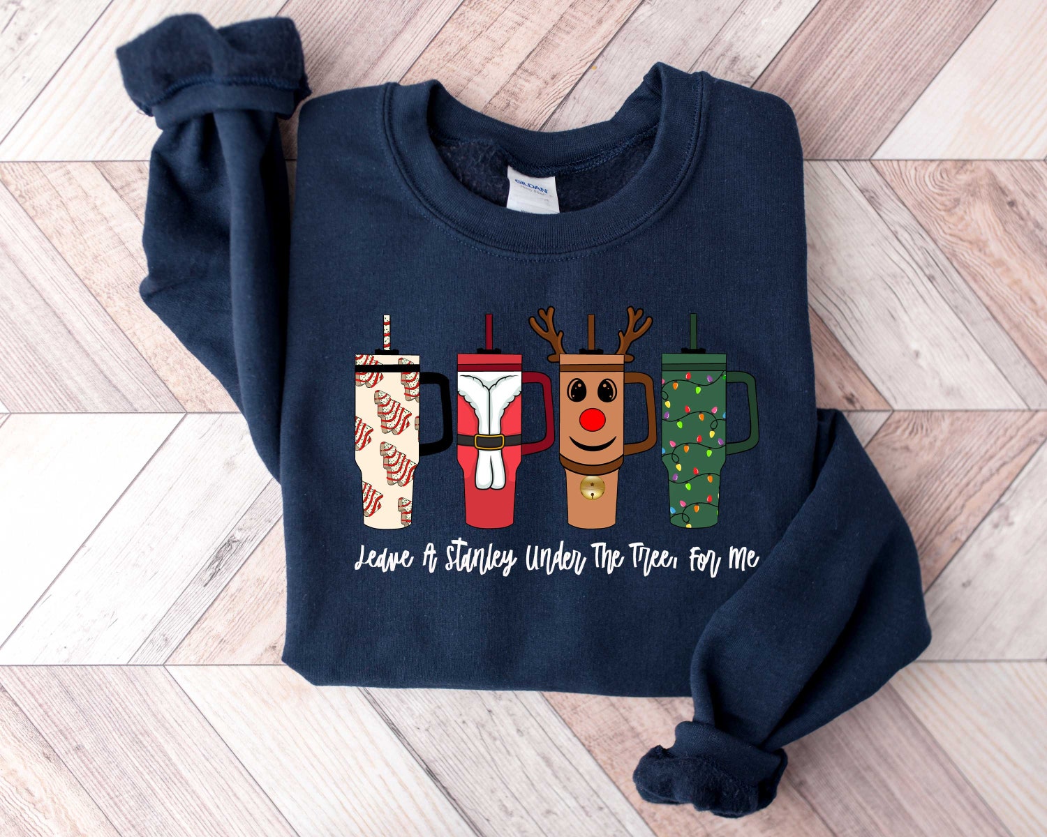 Retro Funny Christmas Hoodie Sweatshirt - Leave A Stanley Under The Tree - Holiday Gift Idea image 4