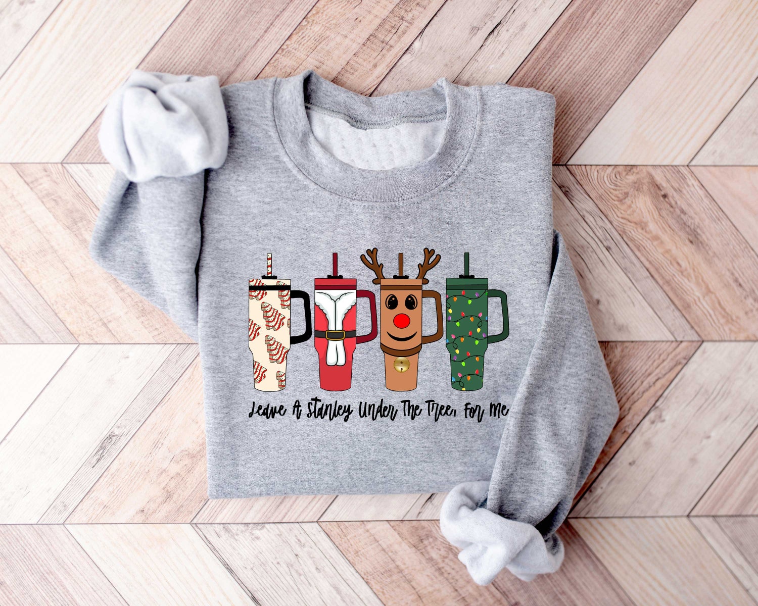 Retro Funny Christmas Hoodie Sweatshirt - Leave A Stanley Under The Tree - Holiday Gift Idea image 5