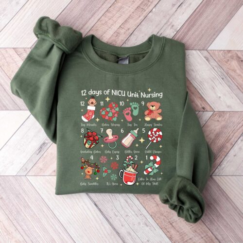 Christmas 12 Days of Nursing Shirt Nurse Christmas Sweatshirt NICU Nurse Holiday Top image 0