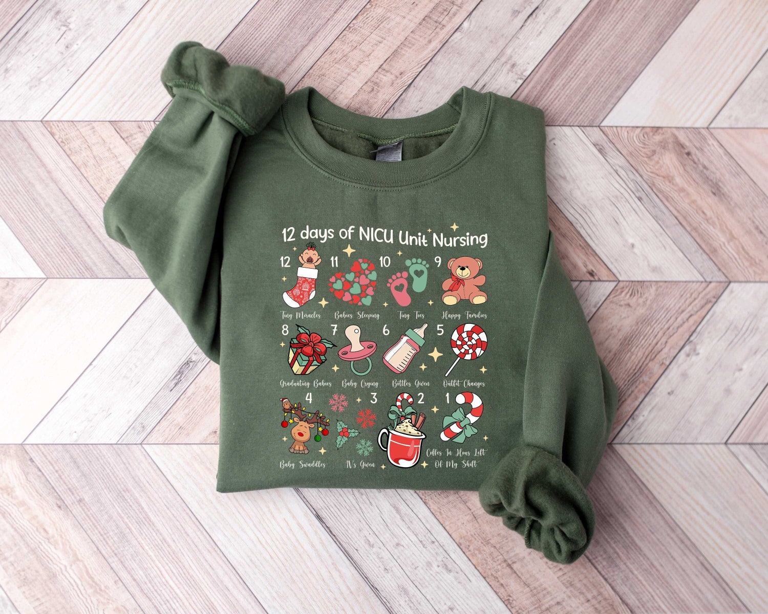 Christmas 12 Days of Nursing Shirt Nurse Christmas Sweatshirt NICU Nurse Holiday Top image 0