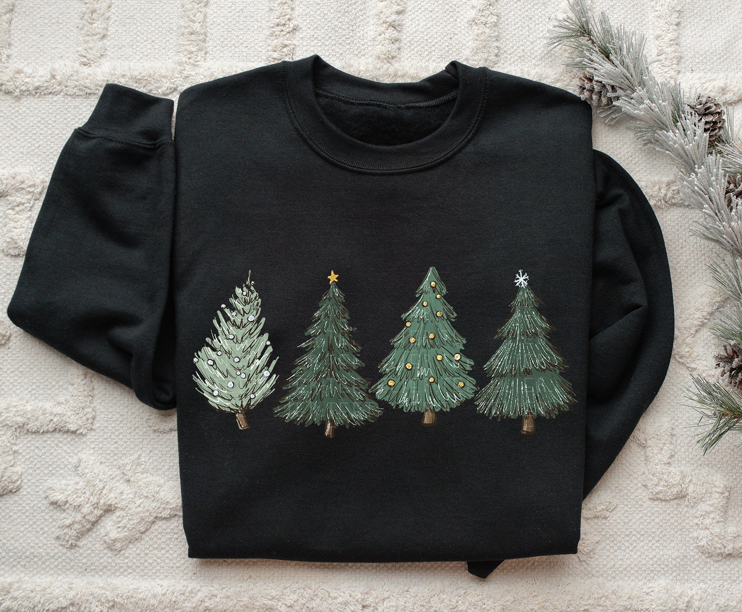 Christmas Sweatshirt for Women - Holiday Crewneck Pullover with Christmas Tree - Matching Family Outfits image 3