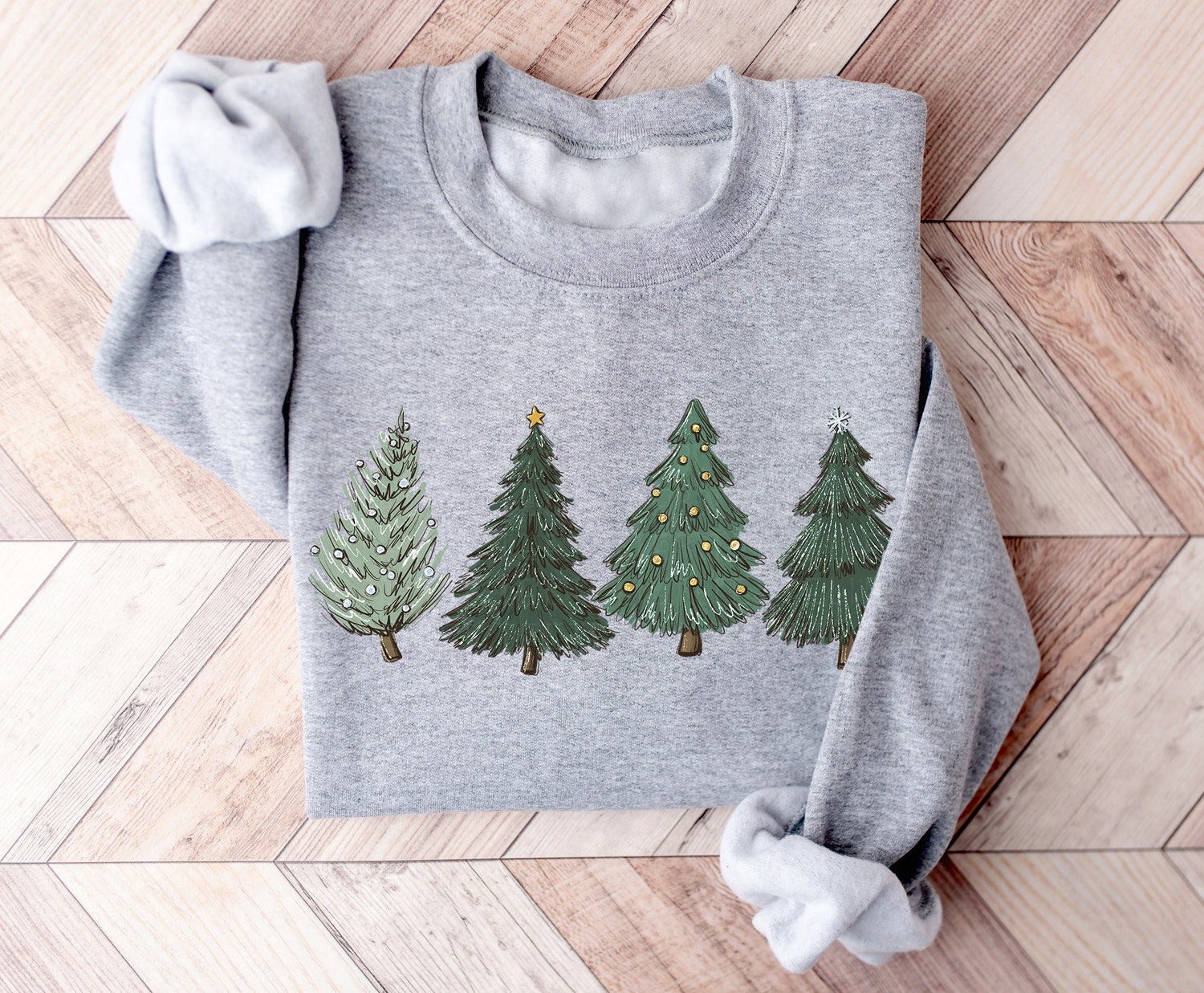 Christmas Sweatshirt for Women - Holiday Crewneck Pullover with Christmas Tree - Matching Family Outfits image 4