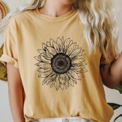 Comfort Colors Sunflower Shirt - Floral Summer Tee - Flower Garden Sunflower Seed Shirt image 0