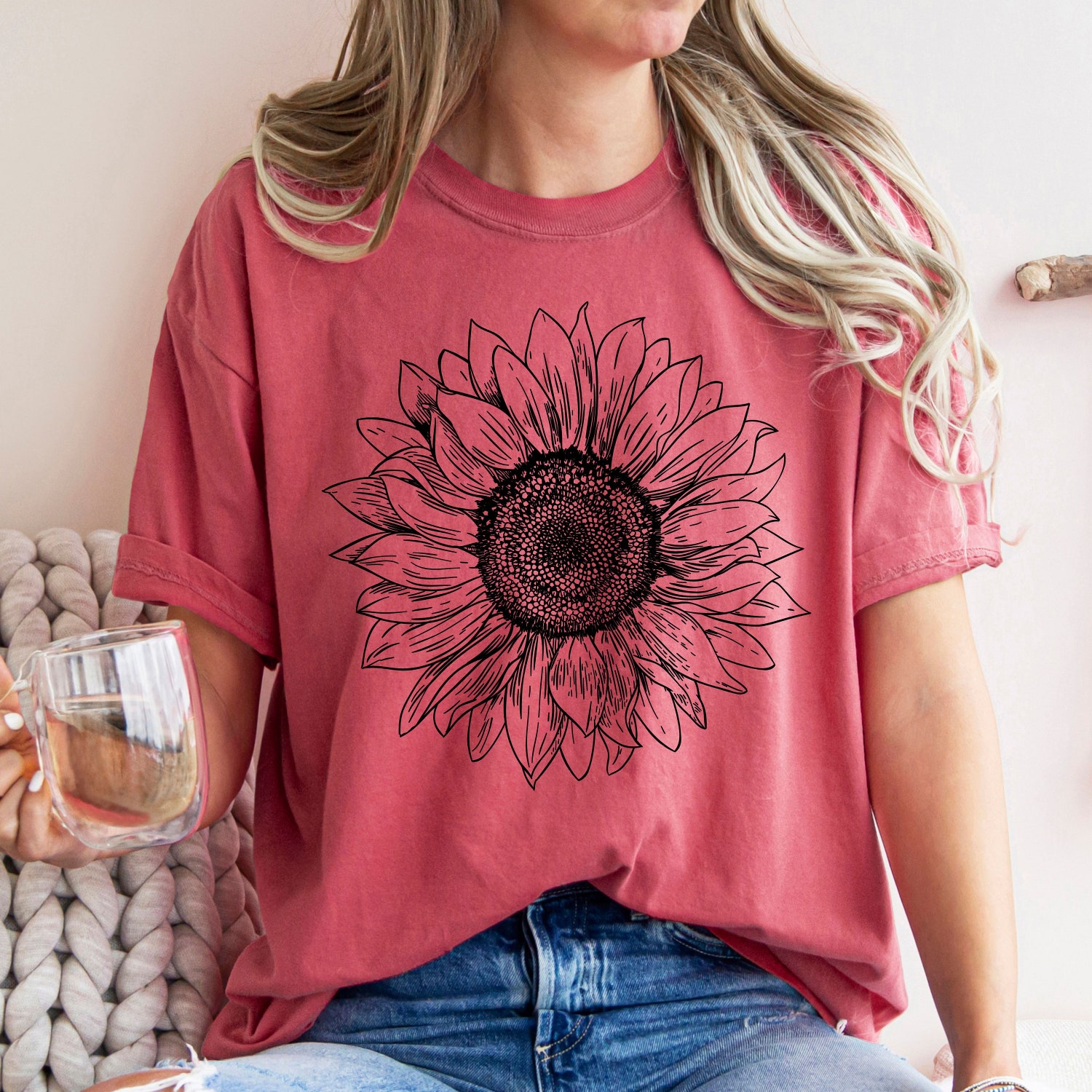 Comfort Colors Sunflower Shirt - Floral Summer Tee - Flower Garden Sunflower Seed Shirt image 1