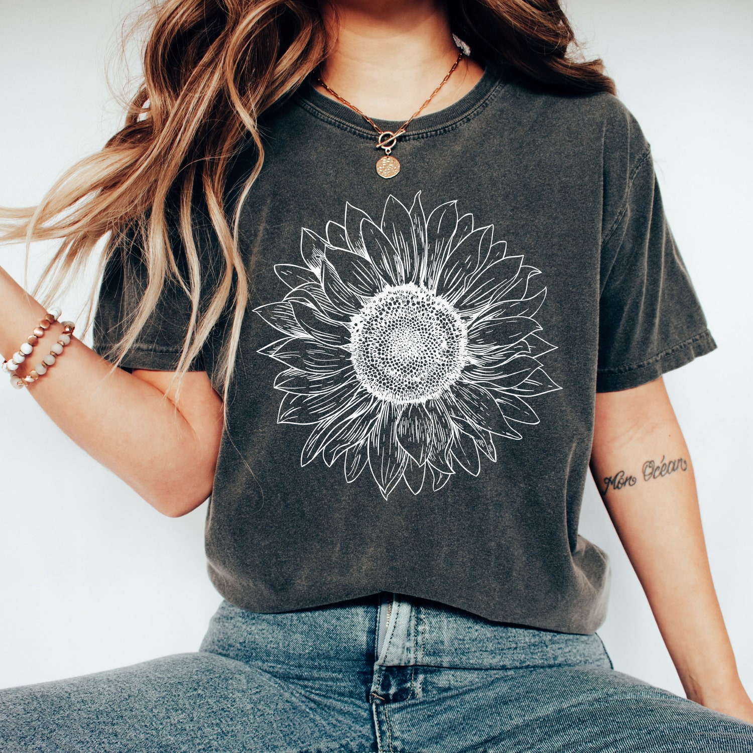 Comfort Colors Sunflower Shirt - Floral Summer Tee - Flower Garden Sunflower Seed Shirt image 4