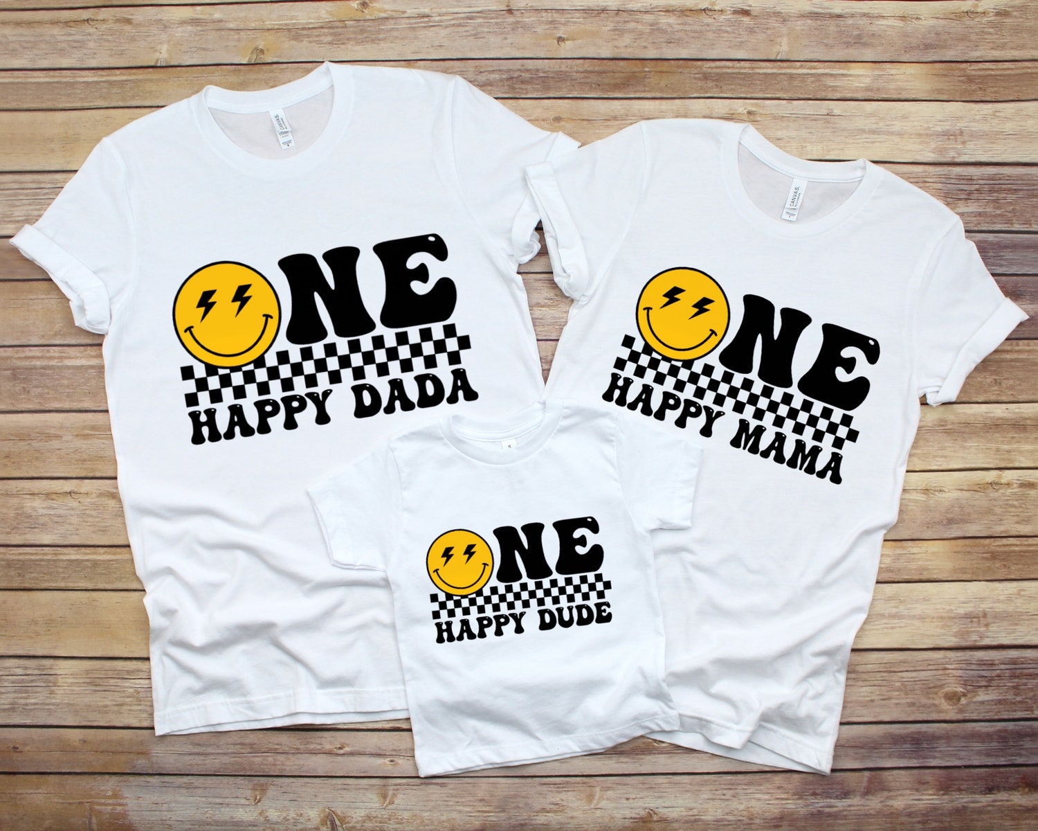 One Happy Dude 1st Birthday Shirt | Matching Family Birthday Outfits | Happy Face Birthday Gift image 1