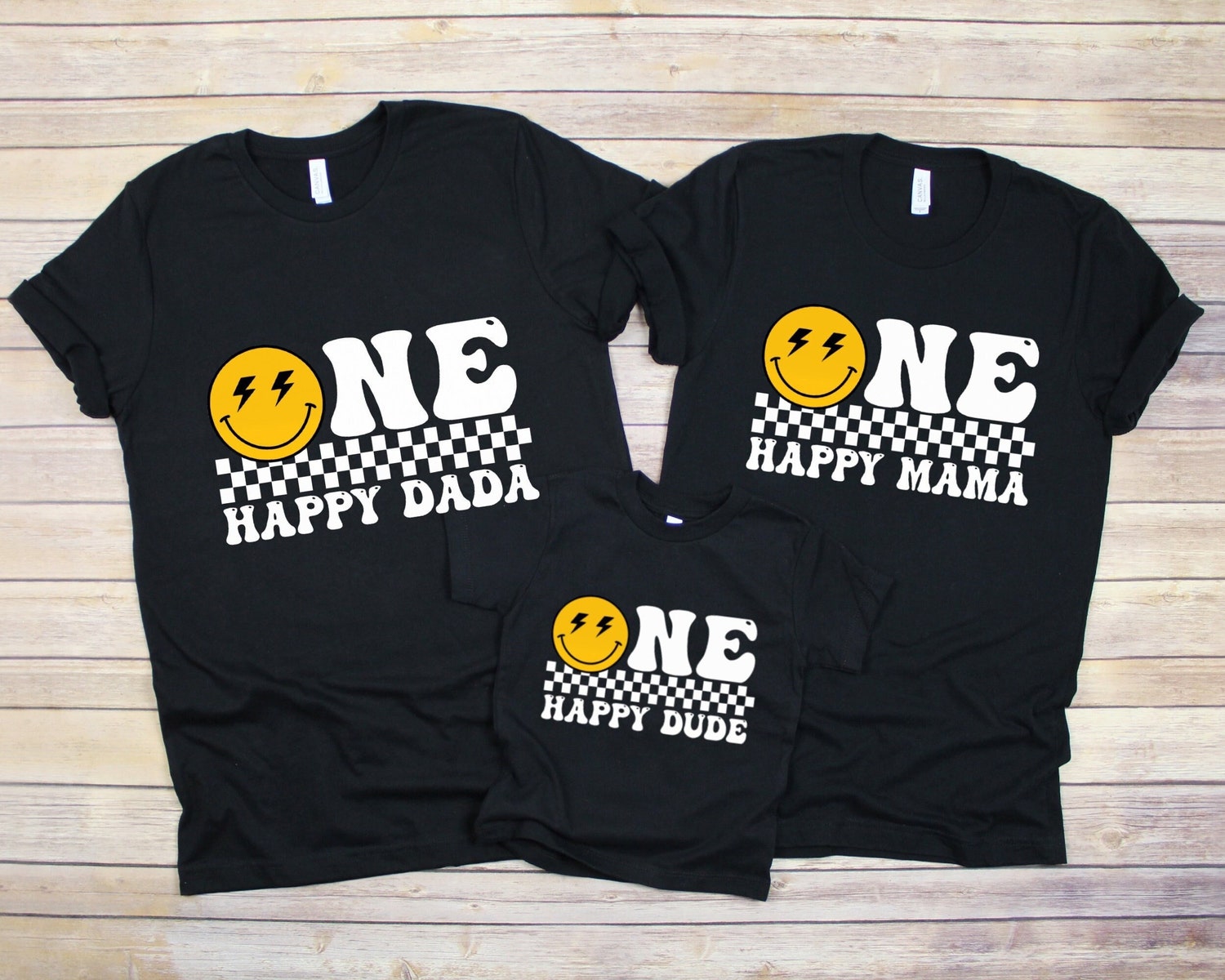 One Happy Dude 1st Birthday Shirt | Matching Family Birthday Outfits | Happy Face Birthday Gift image 0
