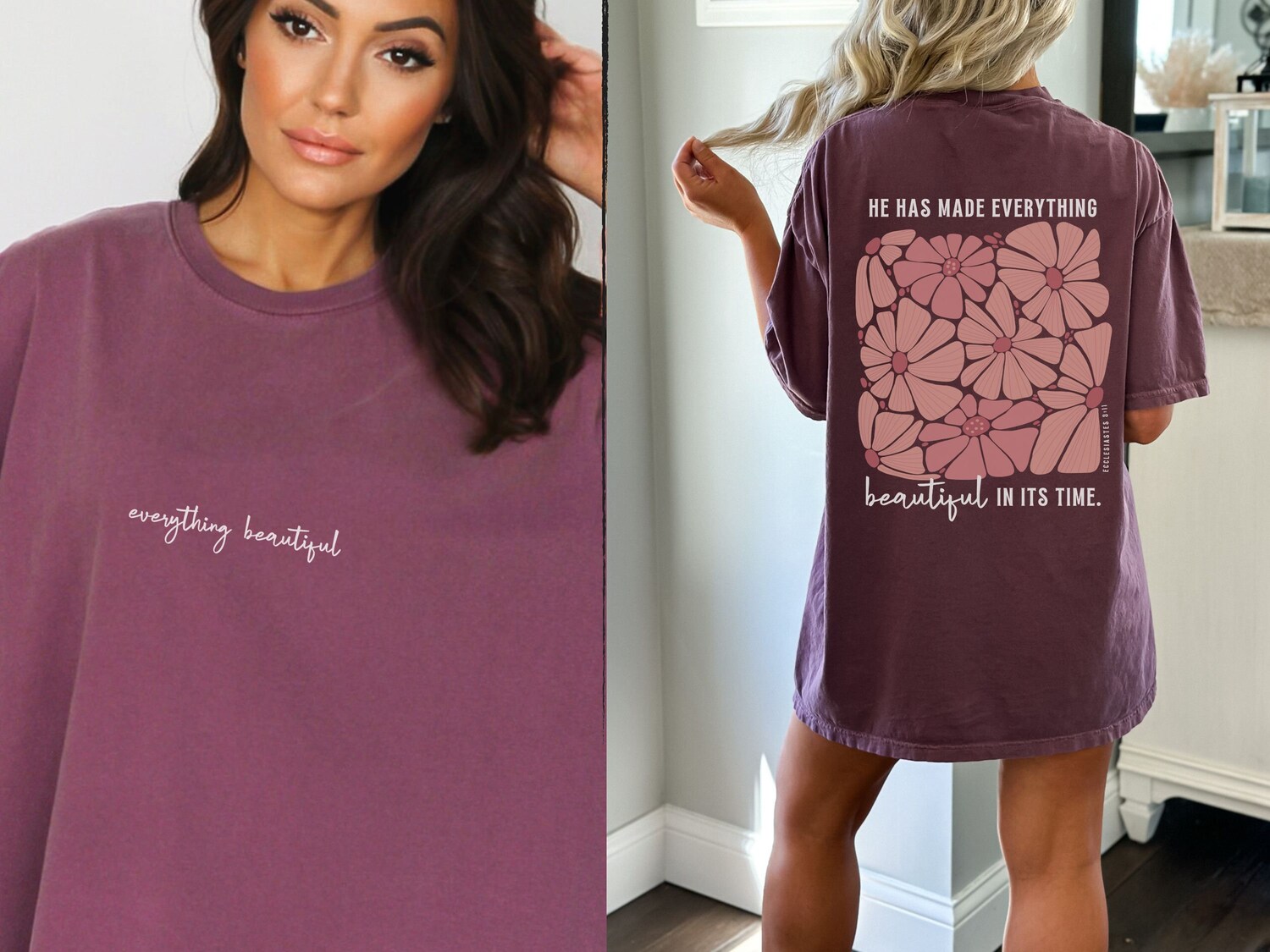 Christian Shirt Bible Verse Gifts for Women He Has Made Everything Beautiful Tee image 2