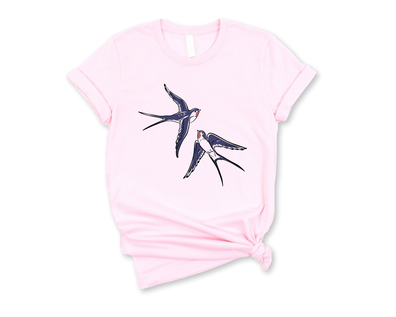 Flying Swallows T-Shirt Cute Couples Shirt Valentine's Gift for Women Swallows in Love Sweatshirt image 1