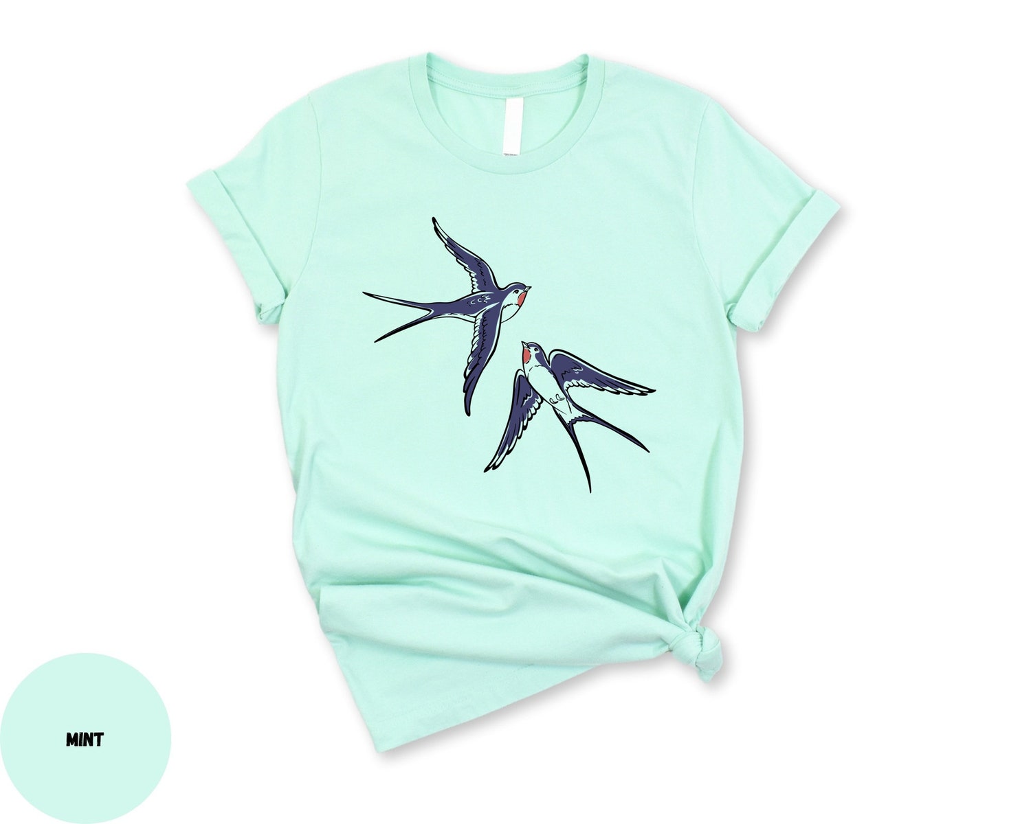 Flying Swallows T-Shirt Cute Couples Shirt Valentine's Gift for Women Swallows in Love Sweatshirt image 3