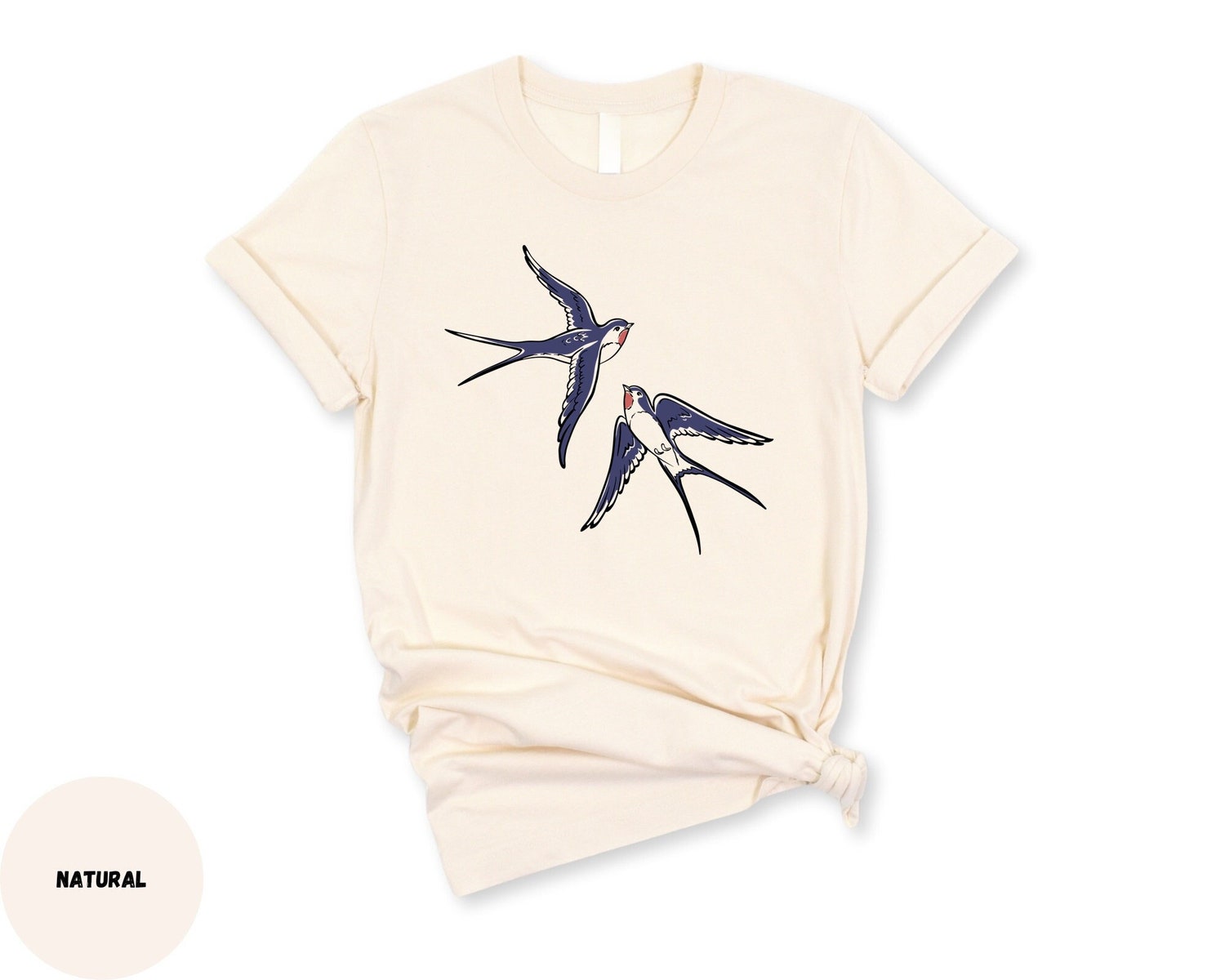 Flying Swallows T-Shirt Cute Couples Shirt Valentine's Gift for Women Swallows in Love Sweatshirt image 2