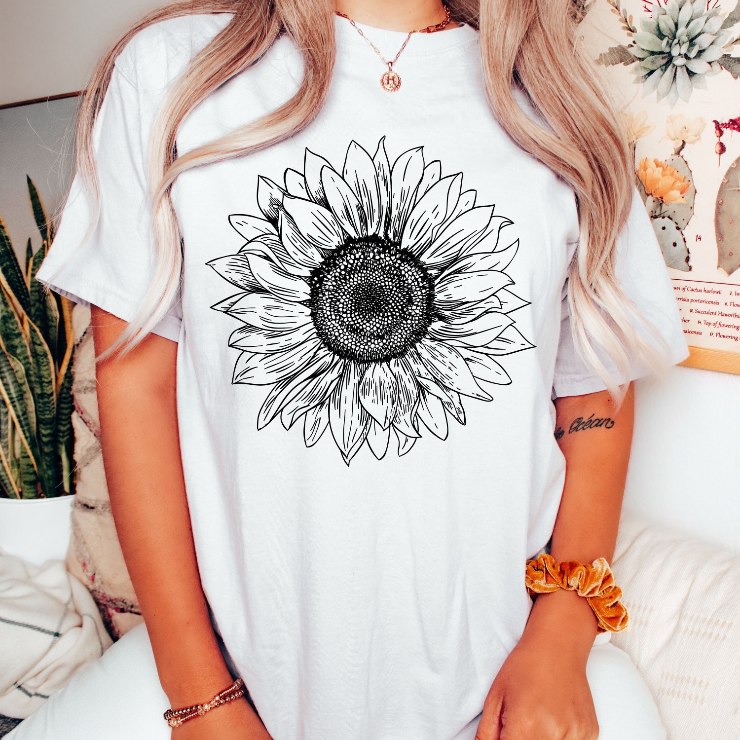 Comfort Colors Sunflower Shirt - Floral Summer Tee - Flower Garden Sunflower Seed Shirt image 3