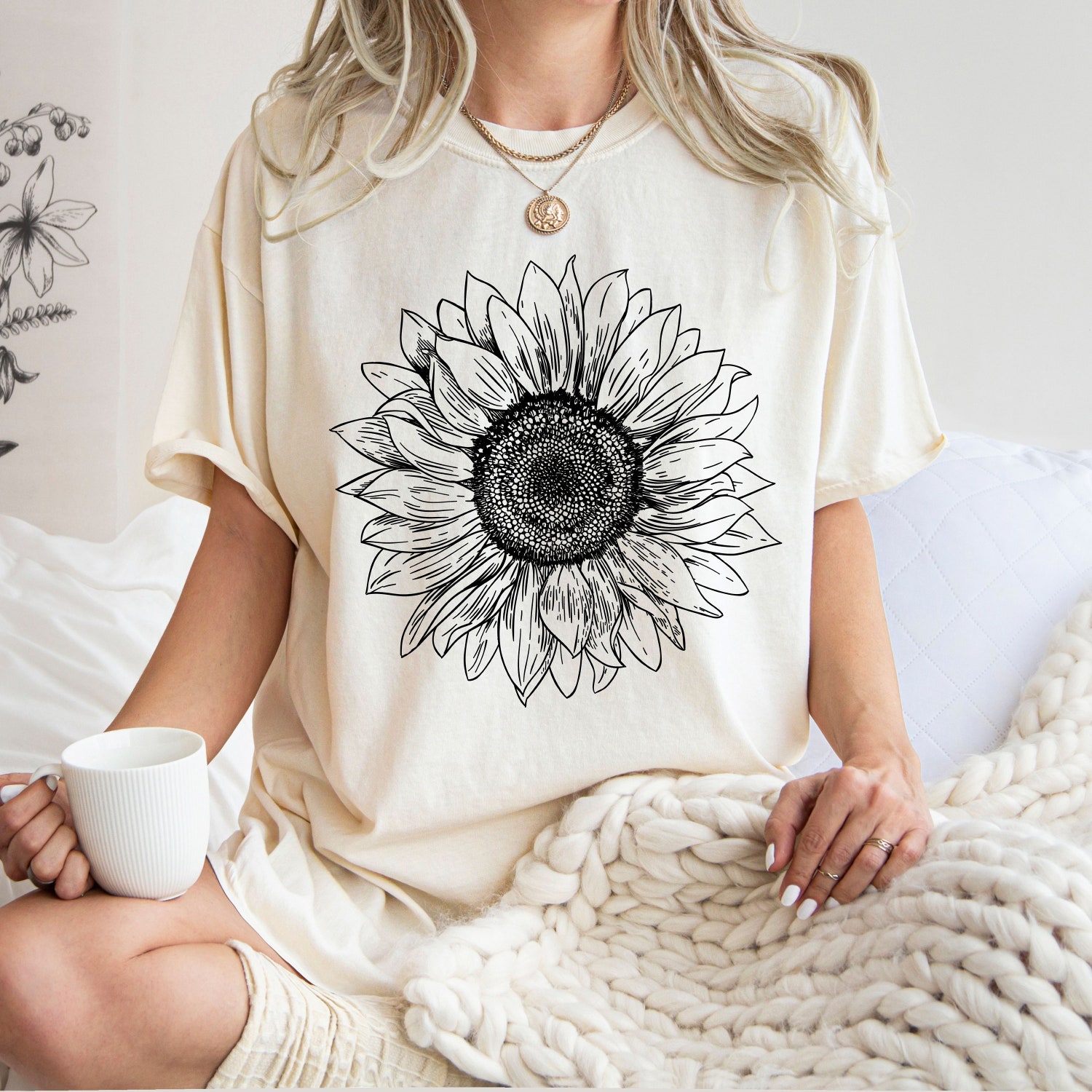 Comfort Colors Sunflower Shirt - Floral Summer Tee - Flower Garden Sunflower Seed Shirt image 5