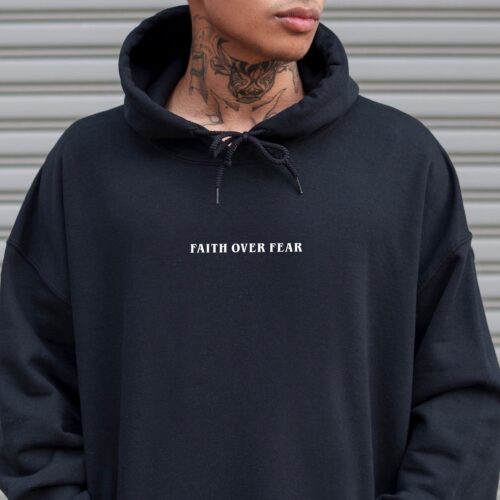 Faith Over Fear Bible Verse Hoodie - Christian Clothing - Motivational Jesus Is King Hoodie image 0