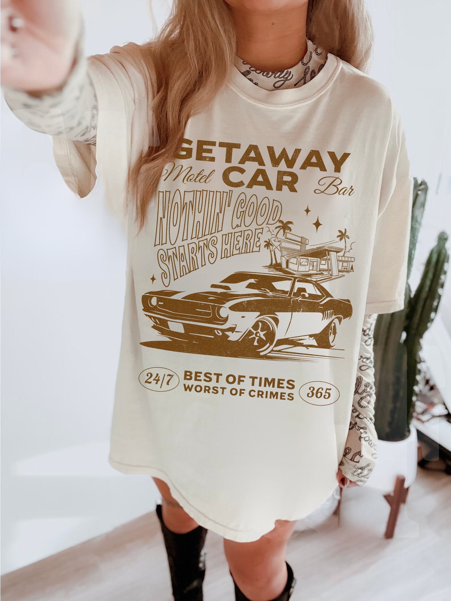 Getaway Car Taylor Swift Shirt | Reputation Tour Tee | Groovy Beach Oversized T-Shirt image 3