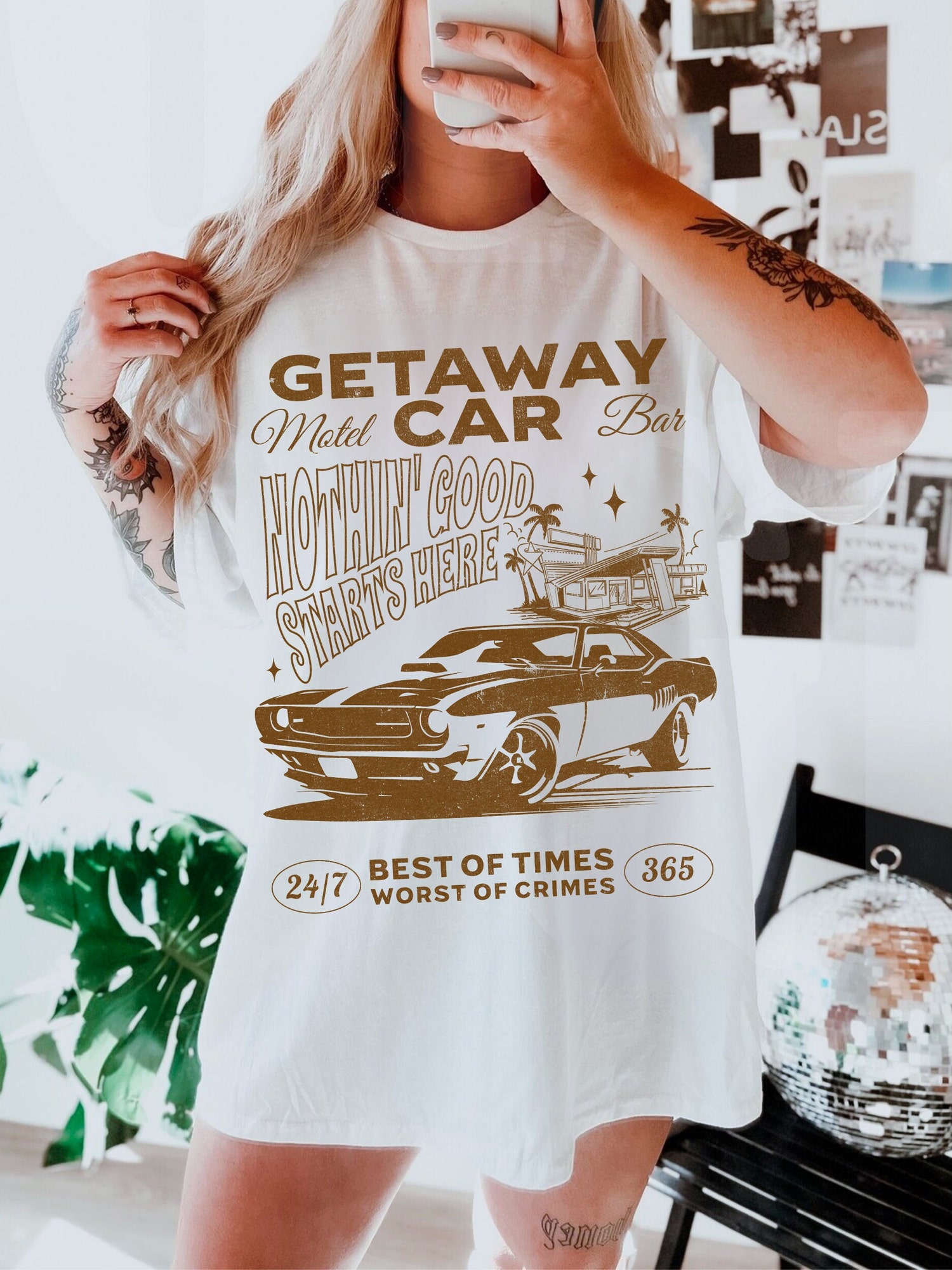 Getaway Car Taylor Swift Shirt | Reputation Tour Tee | Groovy Beach Oversized T-Shirt image 4