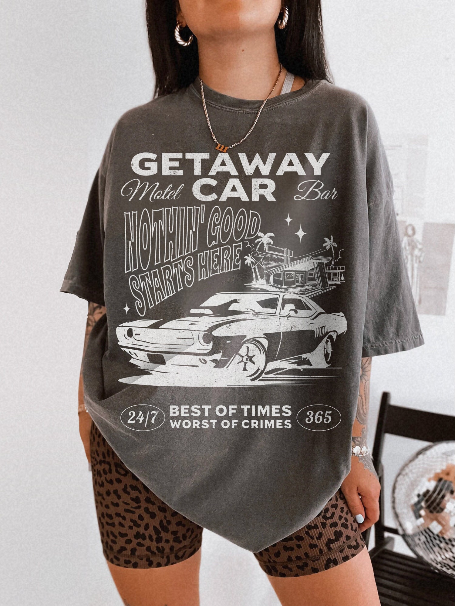 Getaway Car Taylor Swift Shirt | Reputation Tour Tee | Groovy Beach Oversized T-Shirt image 5