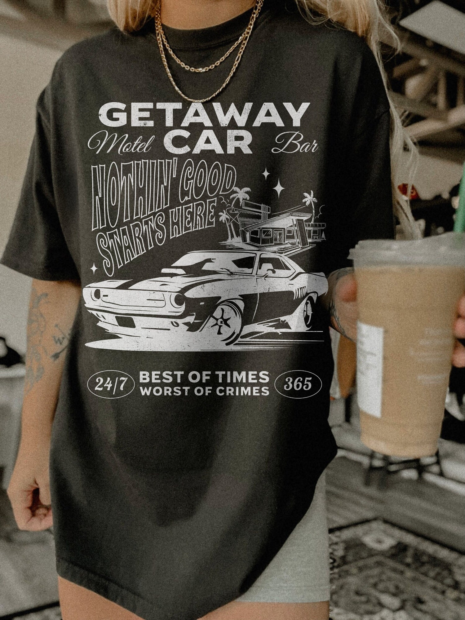 Getaway Car Taylor Swift Shirt | Reputation Tour Tee | Groovy Beach Oversized T-Shirt image 6