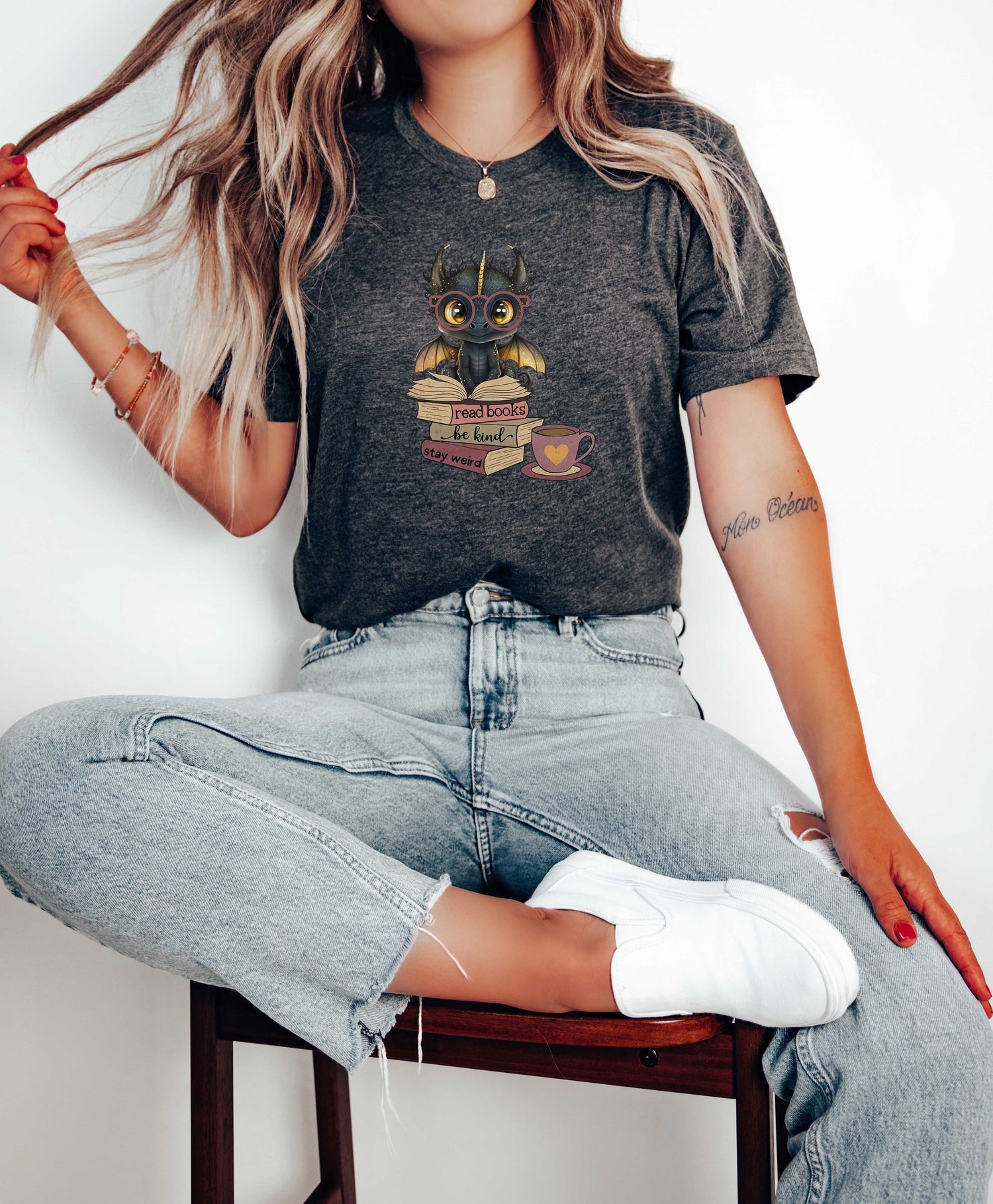 Book Lover T-Shirt | Be Kind Tee | Fantasy Reader Shirt | Fourth Wing Bookish Tee | Dragon Shirt image 0