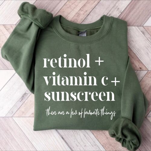 Retinol Vitamin C Skincare Hoodie - Esthetician Dermatology Nurse Gift RN PA Sweatshirt image 0