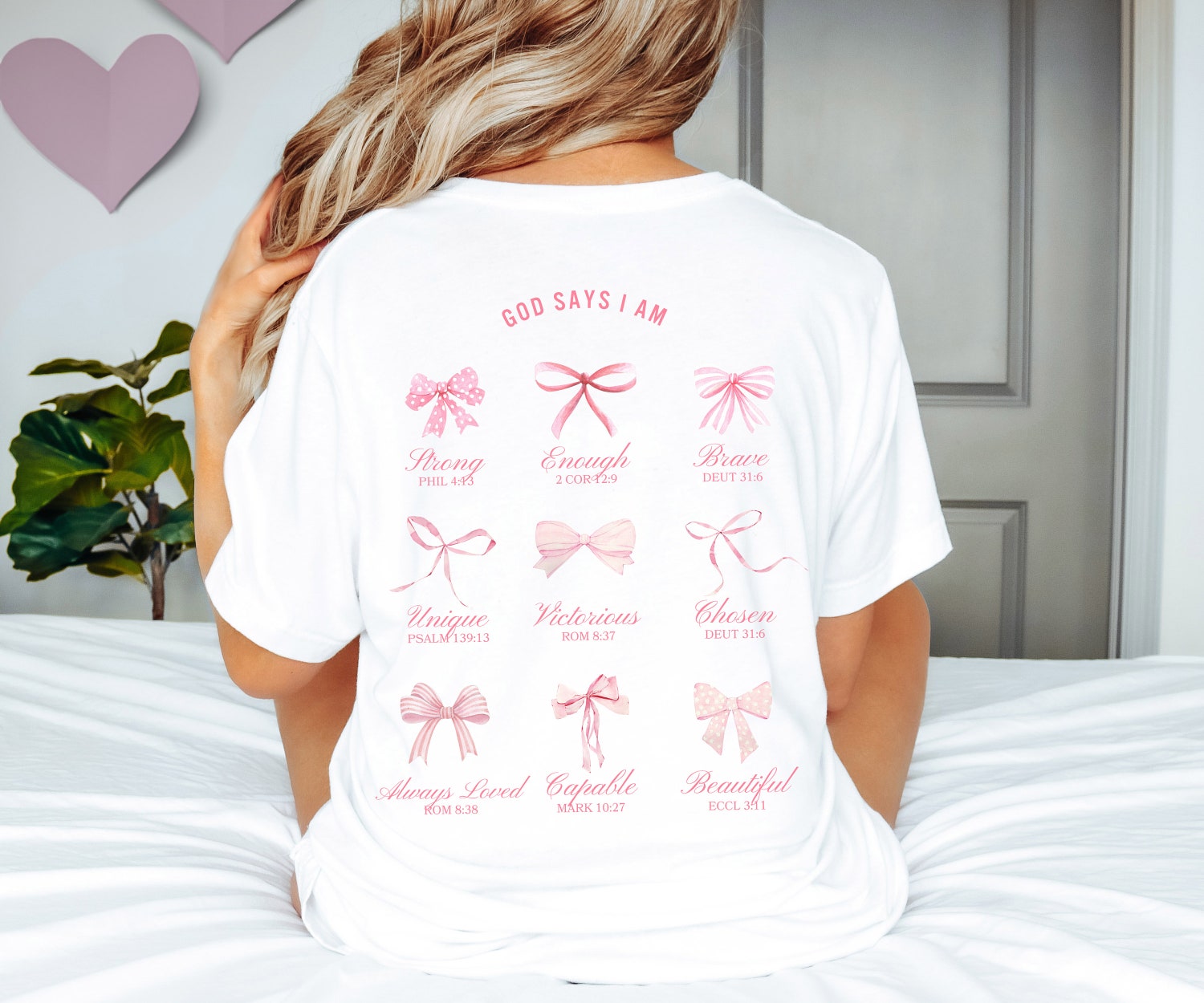 Christian Balletcore Crewneck Shirt Pink Bows | Coquette Clothing | Teen Girl Gift image 1