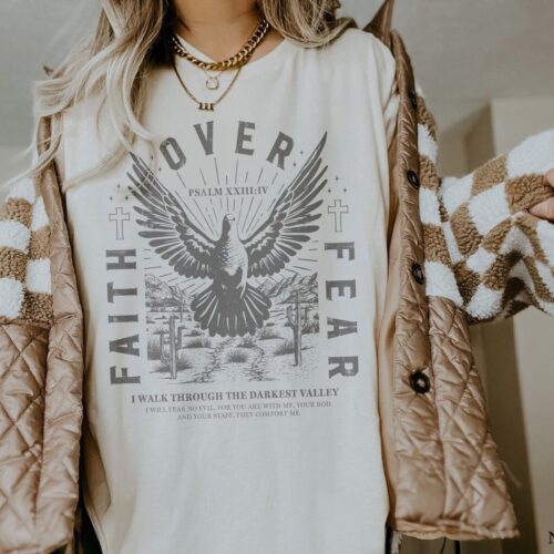 Faith Over Fear Christian Crewneck | Bible Verse Shirt | Faith Based Christian Streetwear image 0