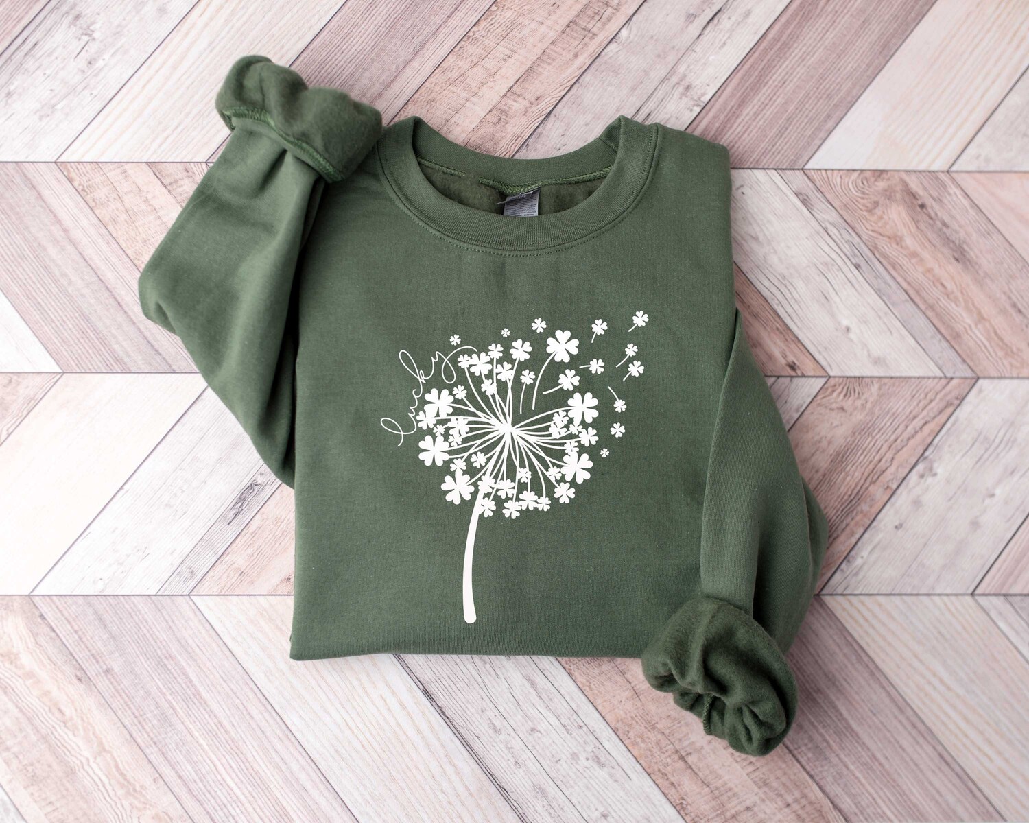 St Patricks Day Dandelion Shamrock Sweatshirt Lucky Clover Shirt Irish Patrick's Day Sweater image 0