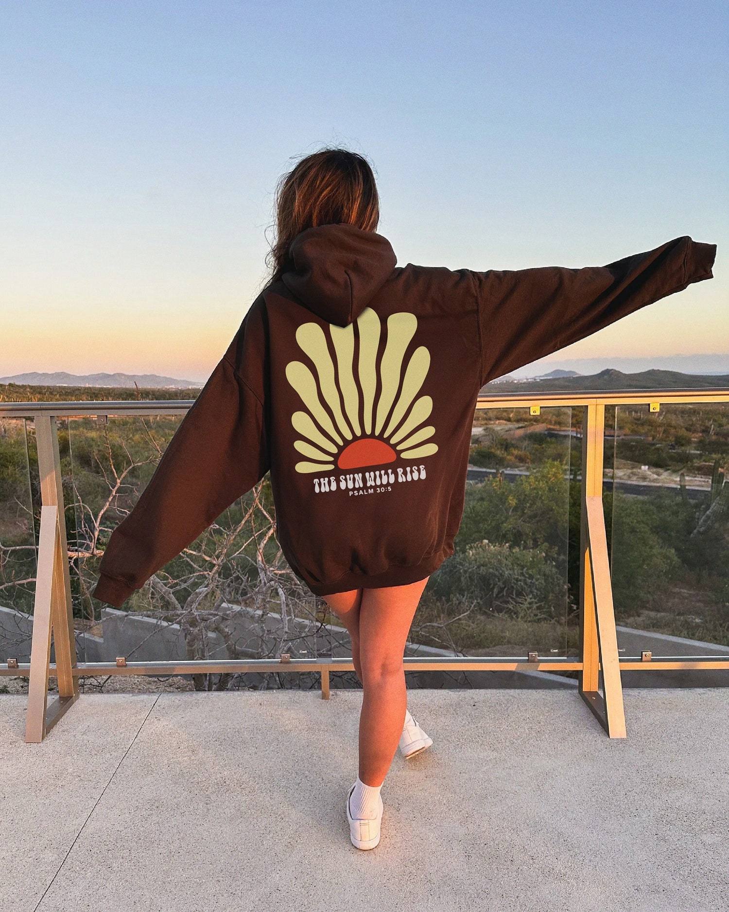 Christian Hoodie - Retro Y2K Jesus Design Sun Will Rise Preppy Beach Streetwear Merch image 0