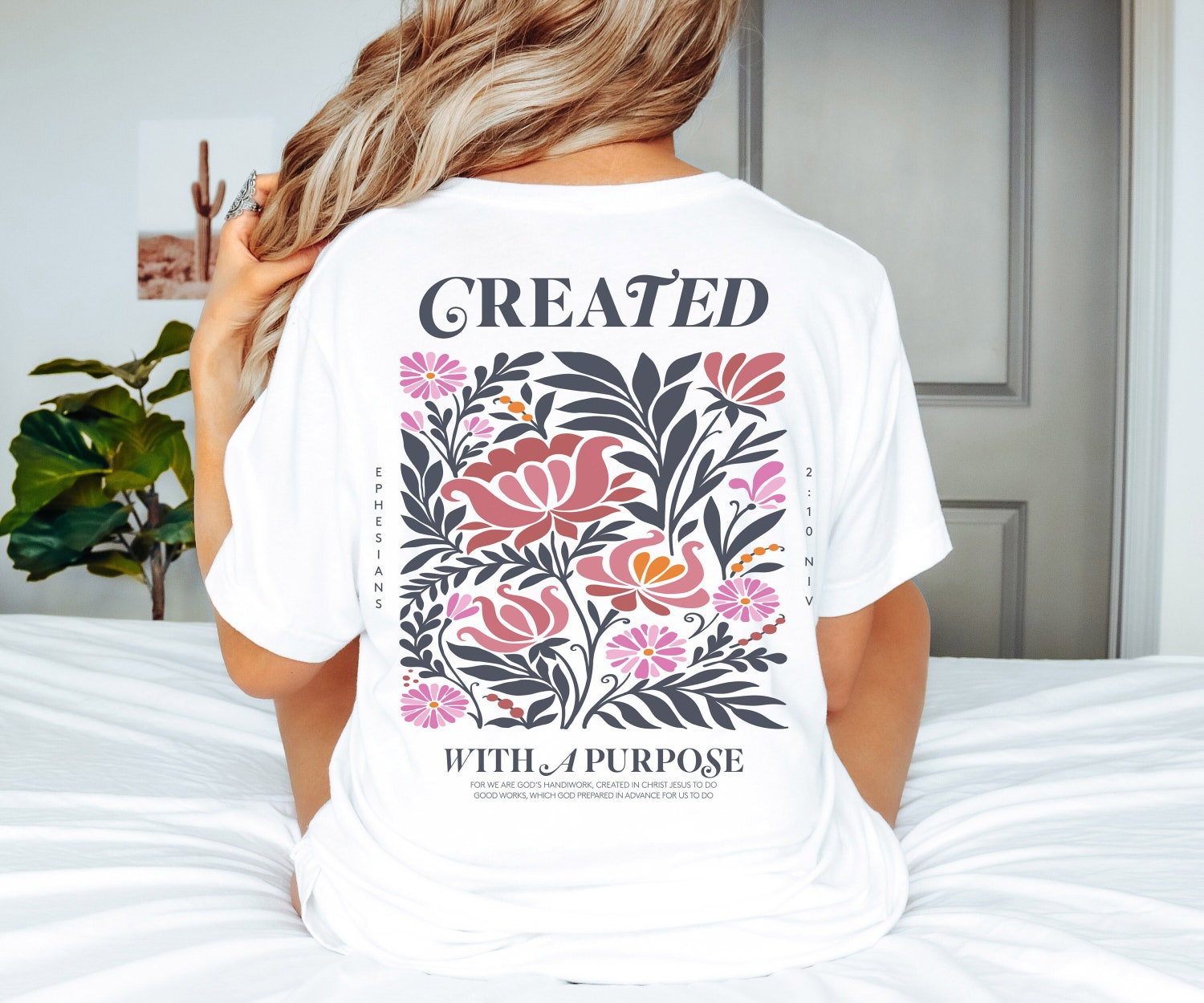 Christian Shirt - Wild Flower Pressed Flower Design - Cottagecore Teen Gift image 1