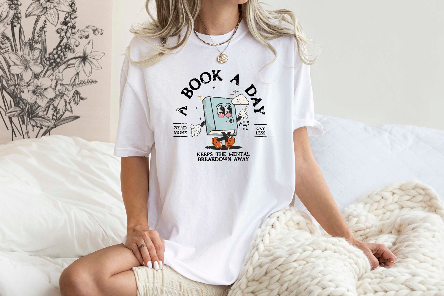 Book Lover Tee | A Book A Day Shirt | Read More Bookish Tee | Mental Health Tee image 1