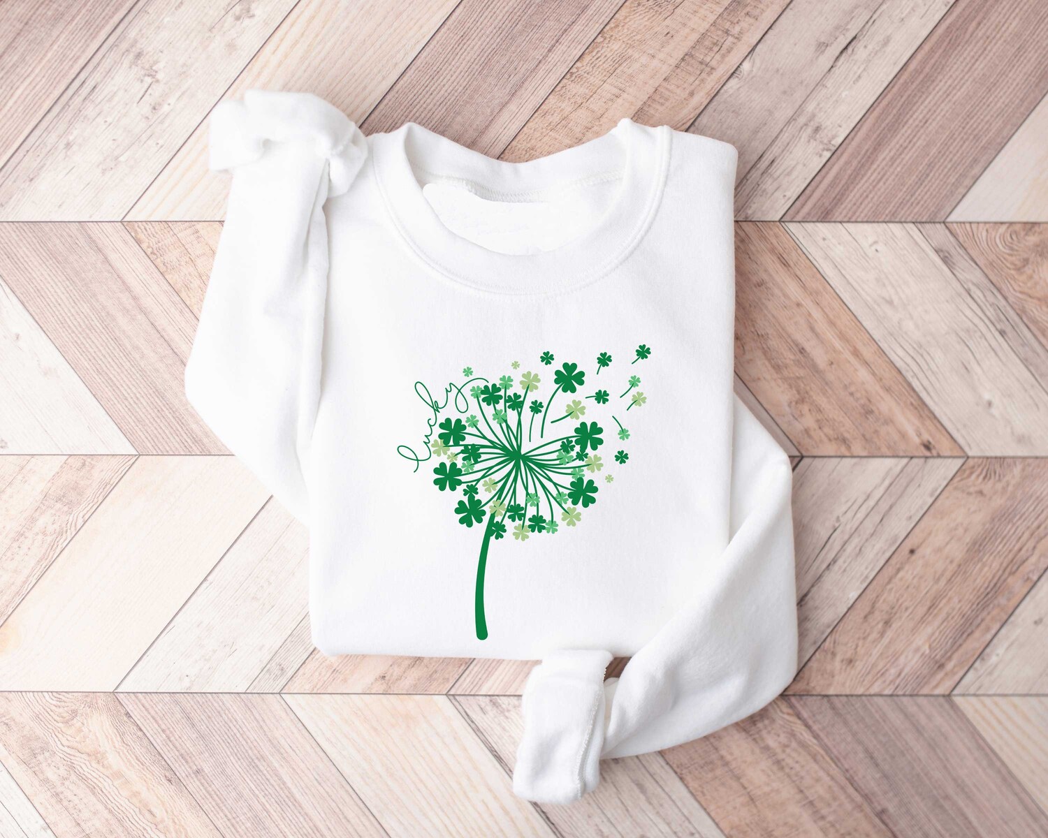 St Patricks Day Dandelion Shamrock Sweatshirt Lucky Clover Shirt Irish Patrick's Day Sweater image 5