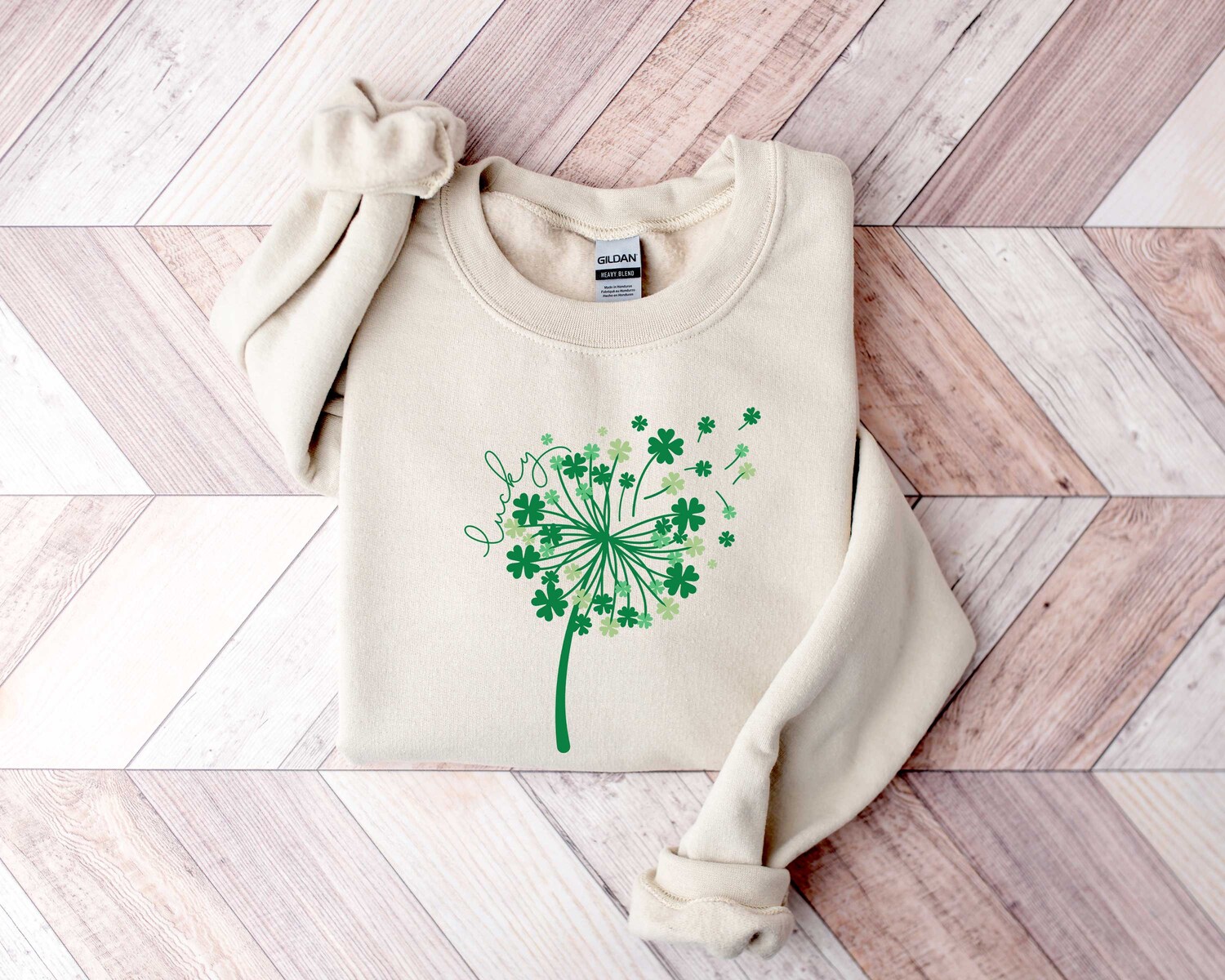 St Patricks Day Dandelion Shamrock Sweatshirt Lucky Clover Shirt Irish Patrick's Day Sweater image 4