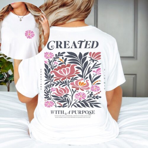 Christian Shirt - Wild Flower Pressed Flower Design - Cottagecore Teen Gift image 0