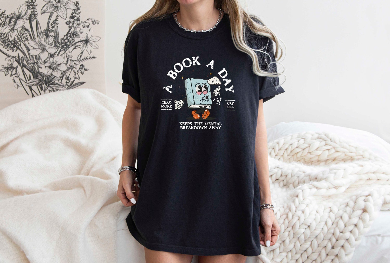 Book Lover Tee | A Book A Day Shirt | Read More Bookish Tee | Mental Health Tee image 4