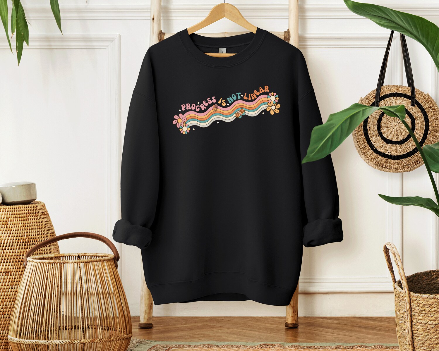 Progress Is Not Linear Sweatshirt - Mental Health Therapist OT Inspirational Teacher Gift image 3