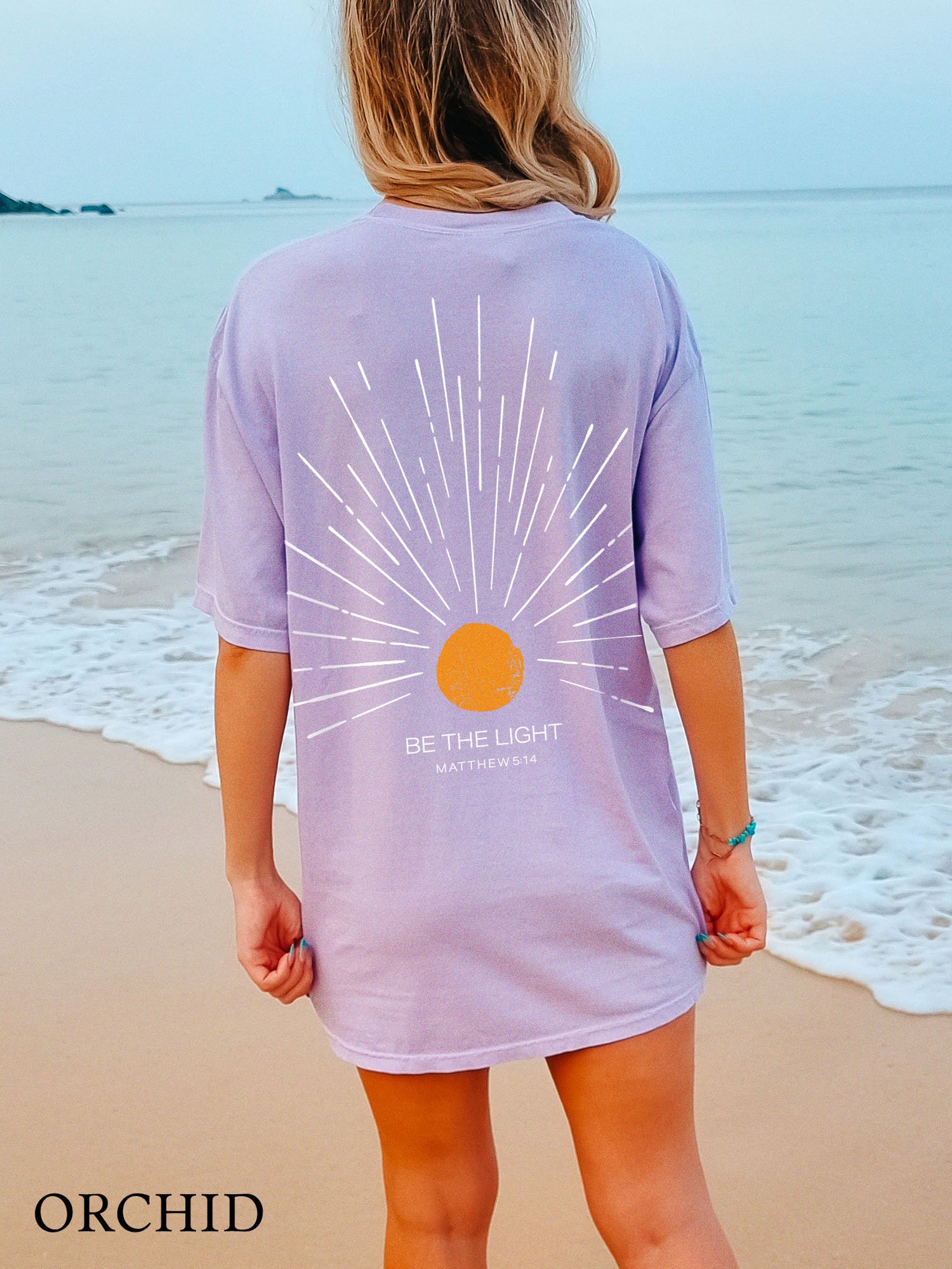 Be The Light Christian Shirt Sunshine Beachy Coconut Girl Sunset Crewneck Gift image 3