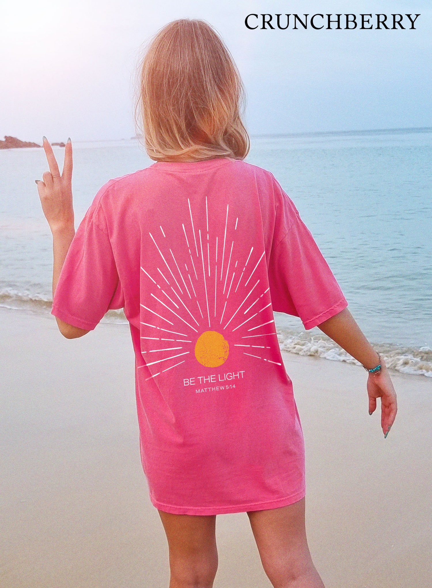 Be The Light Christian Shirt Sunshine Beachy Coconut Girl Sunset Crewneck Gift image 5