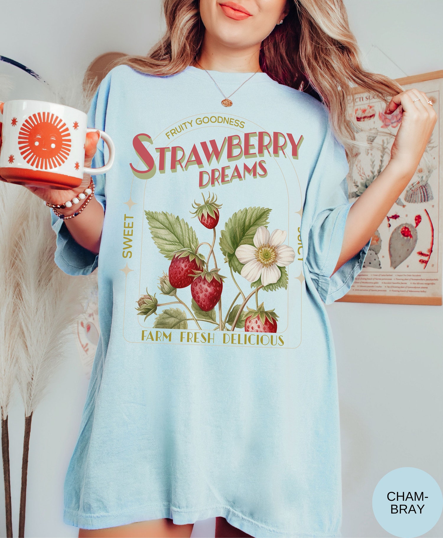 Vintage Inspired Strawberry Dreams T-Shirt - Cute Retro Strawberry Gift for Fruit Lovers image 6