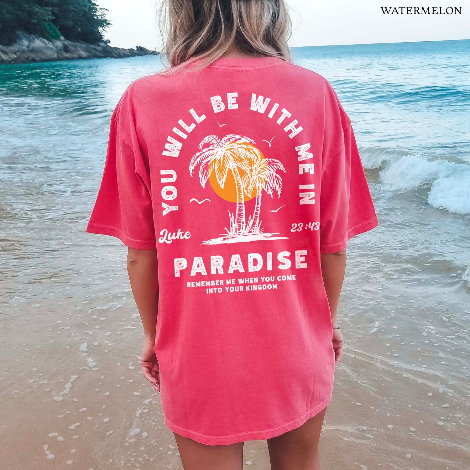 Christian Palm Tree Beachy Shirt | Comfort Colors | Ocean Inspired Tropical Christian Tee image 5