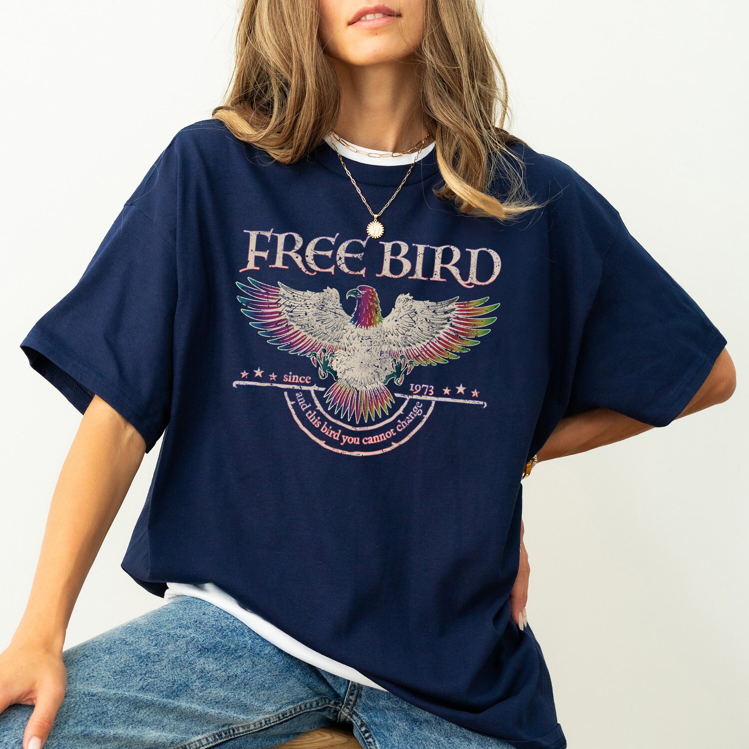 Vintage Rock Band Tee Retro Music Shirt Free Bird T-Shirt Old School Band Top image 1