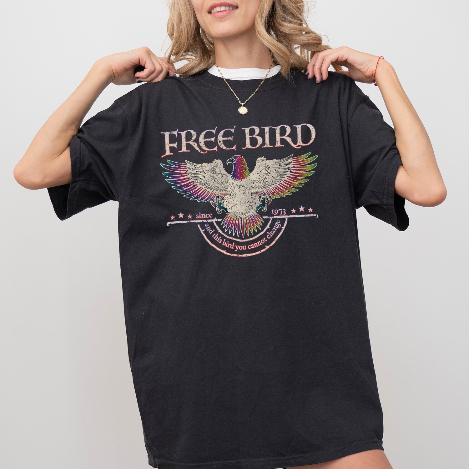 Vintage Rock Band Tee Retro Music Shirt Free Bird T-Shirt Old School Band Top image 2