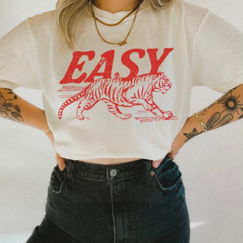 Unisex Easy Tiger Tee - Vintage Shirt - Retro Festival Oversized Boho Clothing image 0